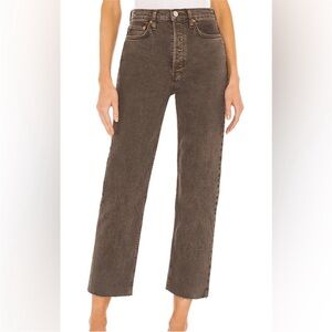 Re/done 70s Ultra High Rise Stove Pipe Jeans Washed Chocolate